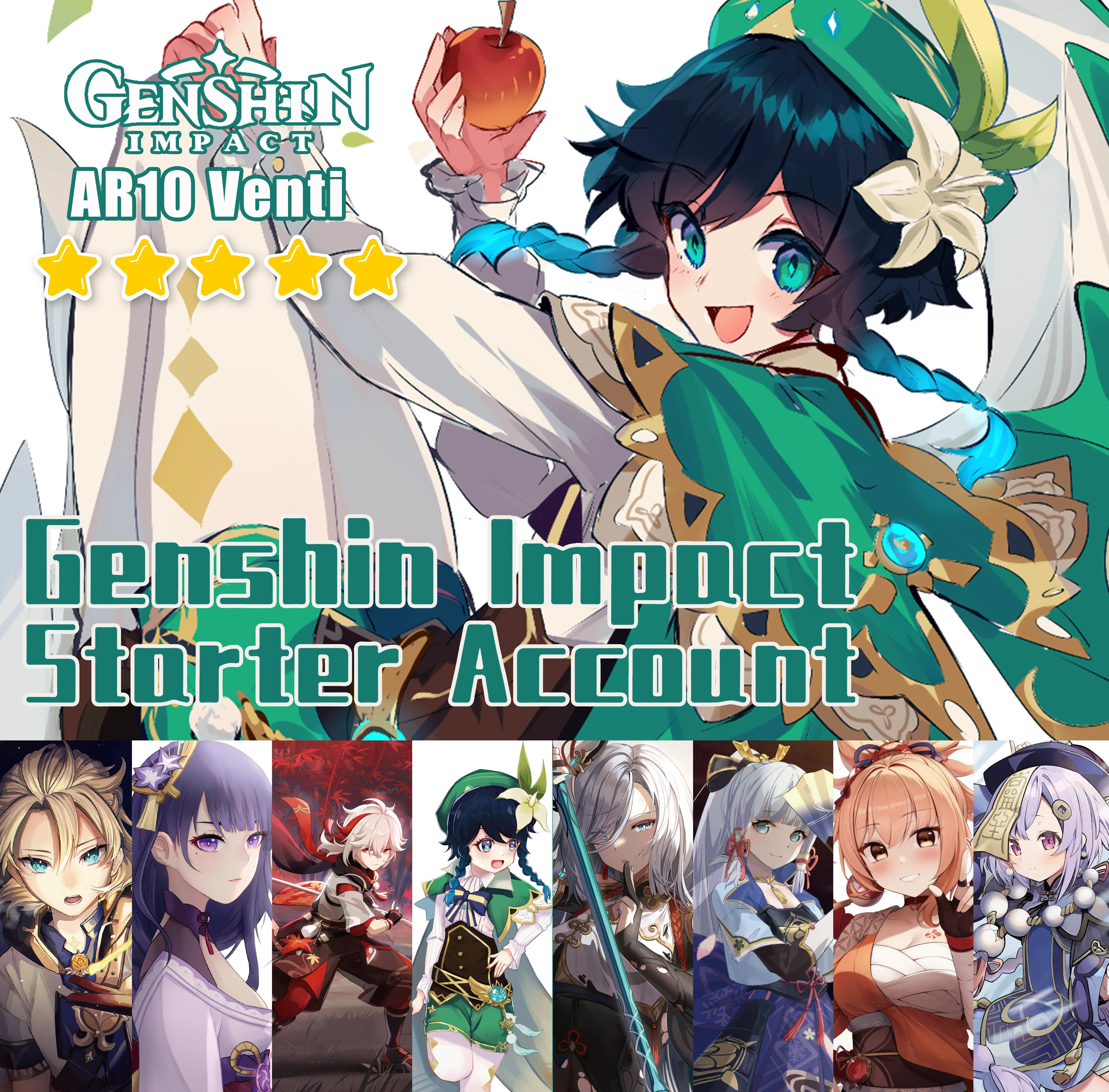 

Genshin Impact Account Ayaka Ayato Yae Miko Eula Kazuha Hutao Starter Kokomi Ganyu Childe Yoimiya Venti Klee Zhongli Baal Shogun