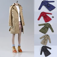 16 female soldier classic casual windbreak british retro long trench coat fit 12 inch action figure body accessories