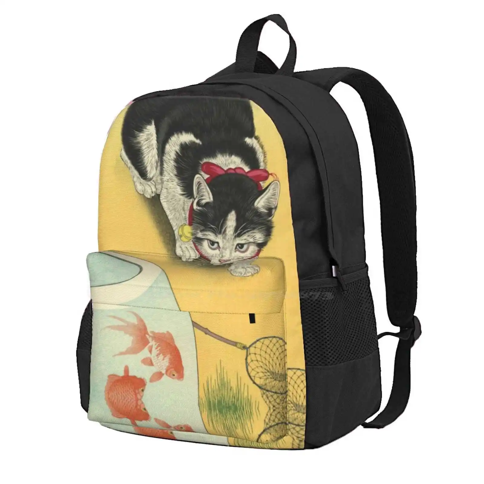 Японский Школьный рюкзак с принтом кошки из дерева унисекс