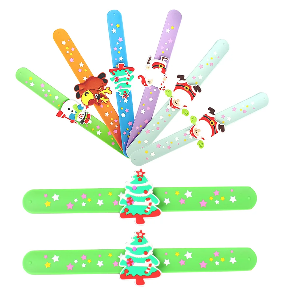 

8 Pcs Christmas Bracelet Adult Toy Slap Bracelets Party Favors Girl Festivals Wristbands Silica Gel Girls Elder Gift Adults