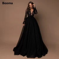 elegant black plunging v neck prom dresses long sleeves illusion lace bodice a line evening dresses velvet sashes party dresses