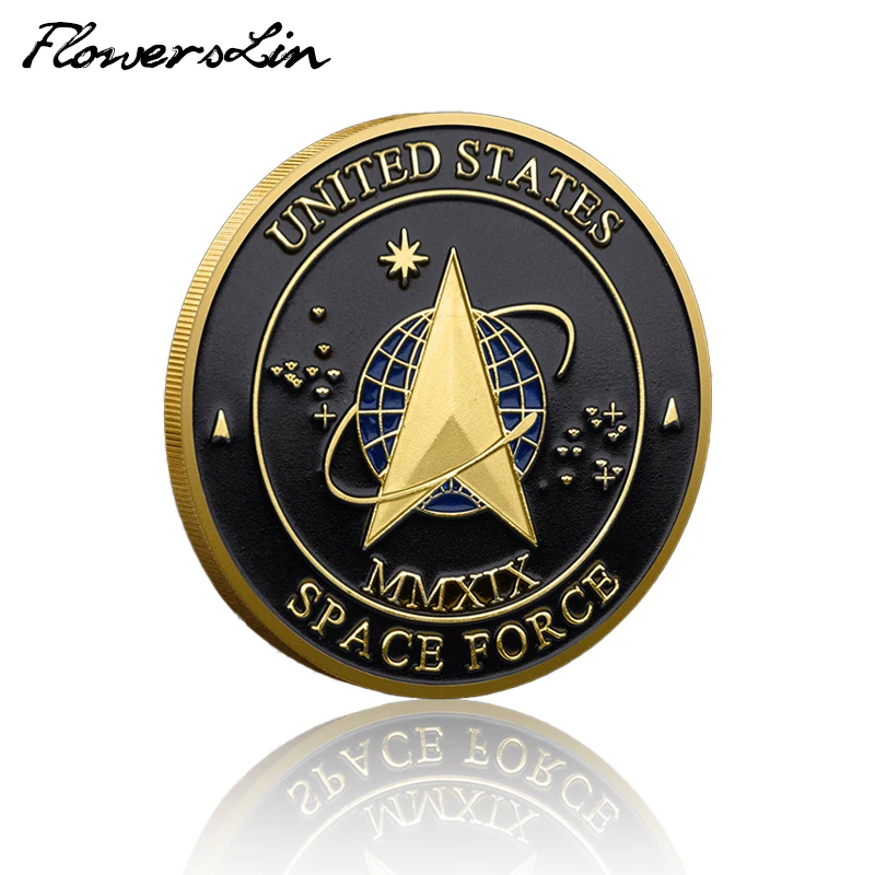 

FlowersLin USA MMXIX Armed Forces Prayer Challenge Coin United States Space Force Souvenir Coin Collectible