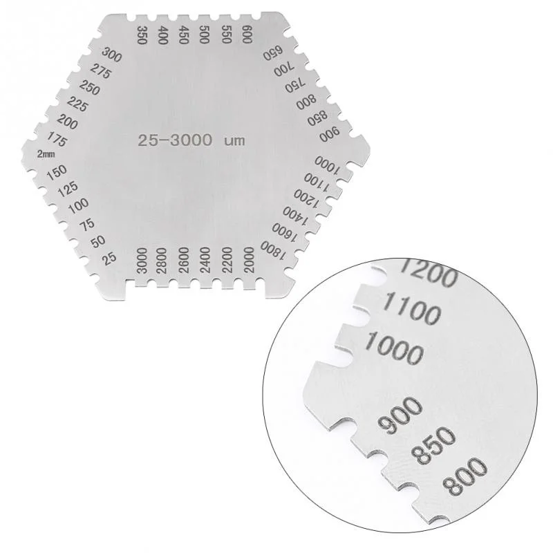 

TOP Quality High Precision Hexagon Wet Film Thickness Gauge Comb Gauge Card Wet Film Thickness 25-3000um By Stainless Steel