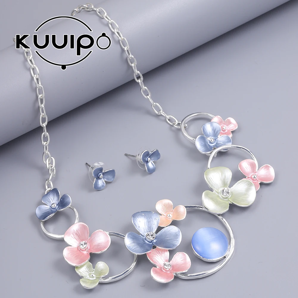 

Kuuipo Women's New Arrivals Classic Rose Flower Women Necklaces Colorful Enamel Statement Jewelry Accessories Chokers Necklace