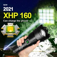ultra bright led flashlight with xhp160 rechargeable flash light usb tactical waterproof lamp zoom lantern for hunting camping
