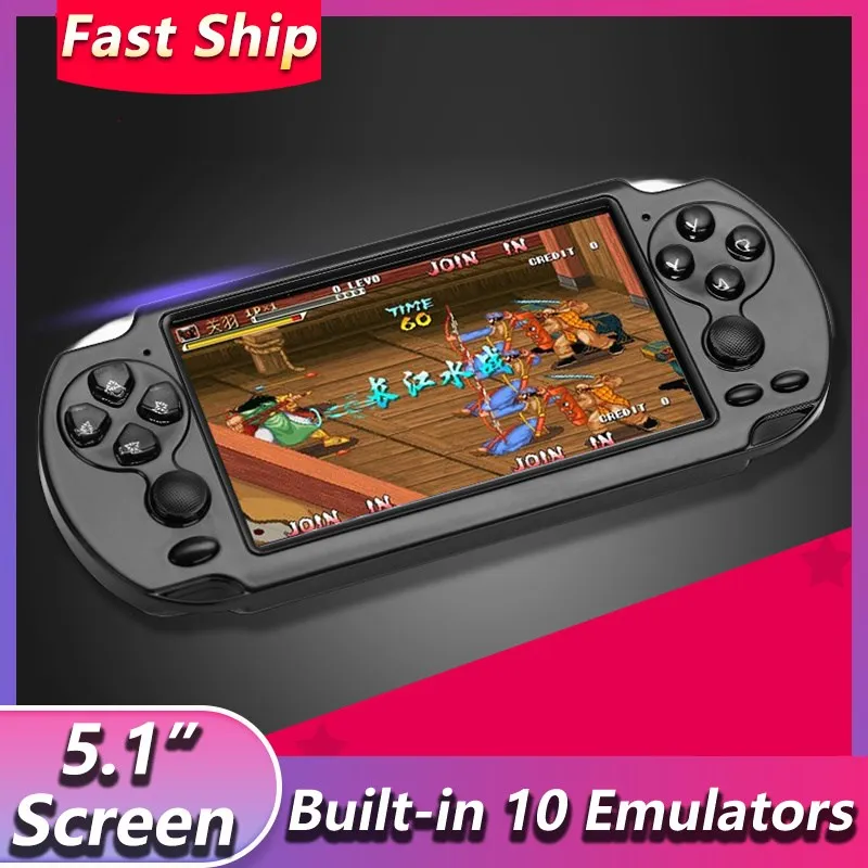 

X9-S 8GB Retro Portable Handheld Game Consoles Player 5.1'' Screen Built-in 10 Emulators 6800+ Games Supports MP4MP5 Playback