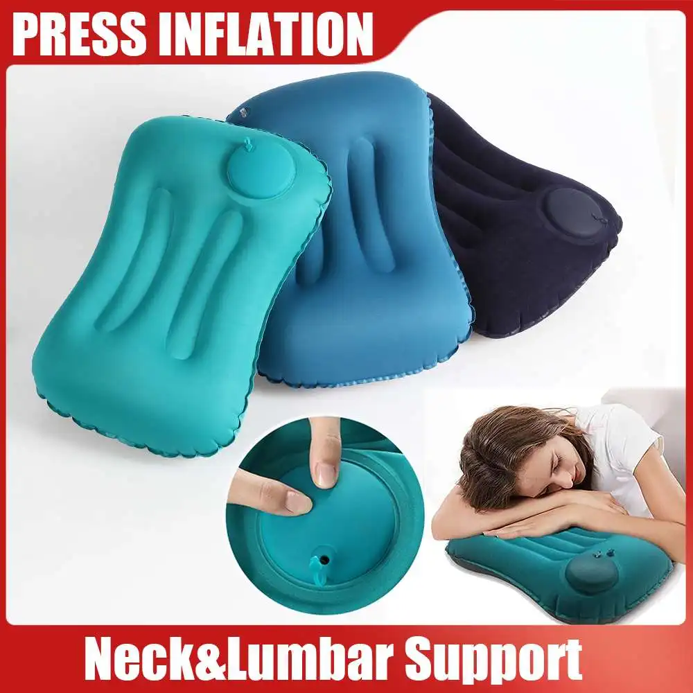 

Надувная подушка для путешествий на открытом воздухе, квадратная Складная, с флокирующей тканью, для поясницы