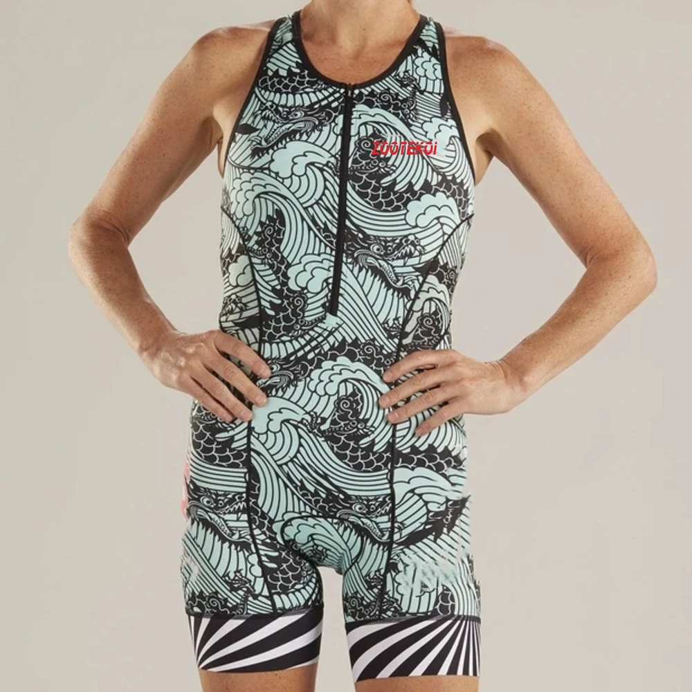ZOOTEKOI Women Skinsuit Triathlon Cycling Summer Sleeveless Swimwear Custom Roupa Ciclismo MTB Bicycle Clothing Body Jumpsuit