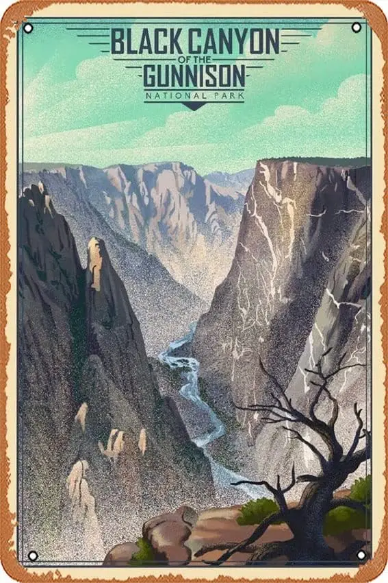 Zuhhg Tn Sgn Vntge Blck Cnyon Of The Gunnson Ntonl Prk Colordo Lthogrph Seres 109674 Br Club Fmly Bthroom Tolet Cfe Fu