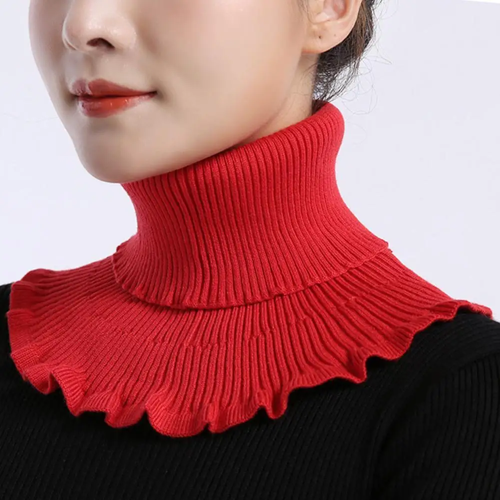 

Fungus Edge Knitted Fake Collar Scarf Fungus Female Turtleneck Knitted Fake Collar Removable Scarf Winter Thickening Windproof