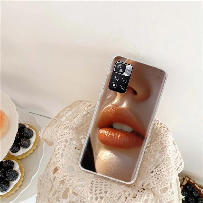 Чехол для телефона Passionate Sexy Fiery Red Lips Xiaomi Redmi Note 13 Pro+ 5G 10 10A 10C 12 12C 9 9A 9C 9T 8 8A 7 7A 6 K60 K70 Pr