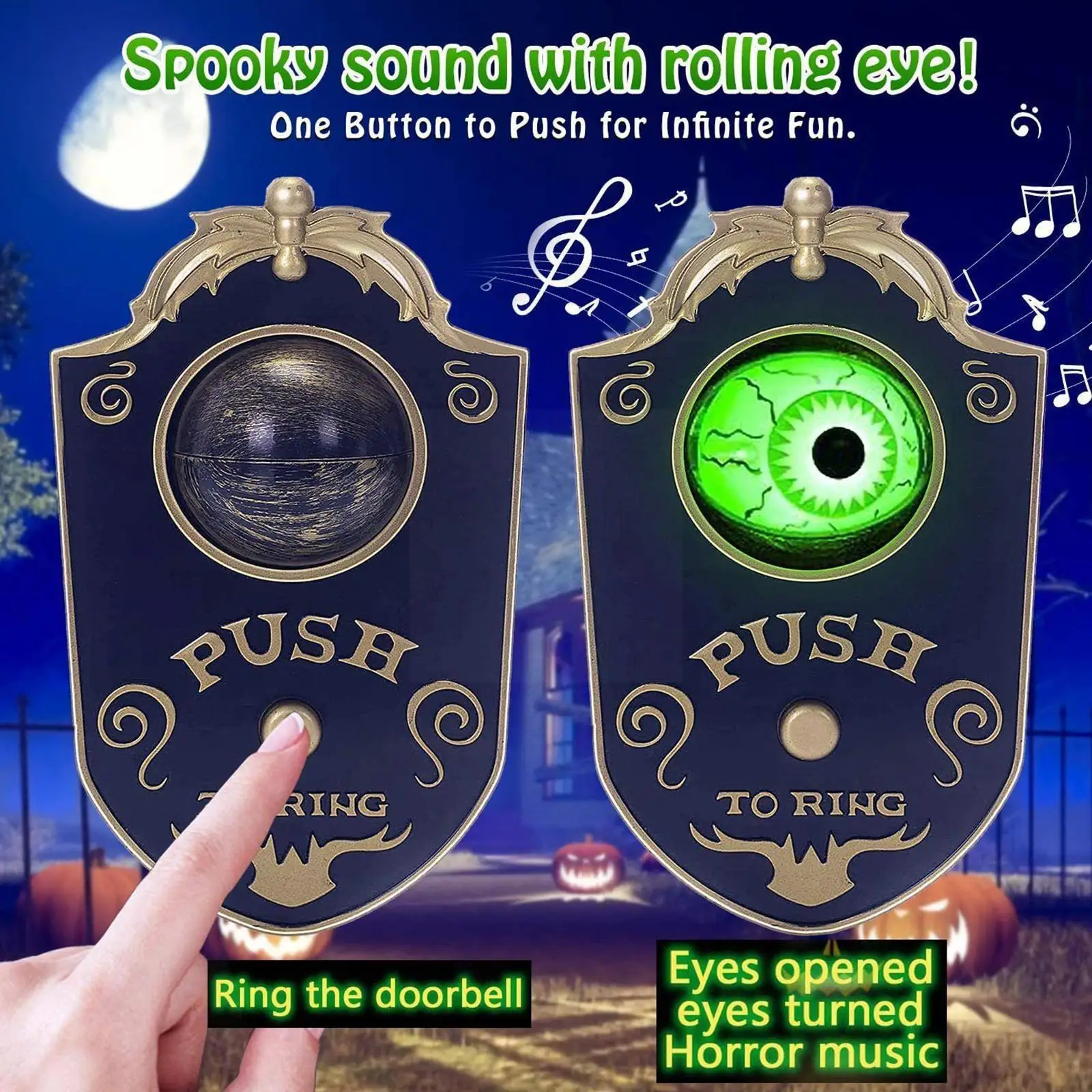 

Halloween Rotating Eyes Doorbell Horror Glowing One Hanging Decoration Doorbell Bar Haunted Door Eyed Scary Props Home Eyeb Y2V8