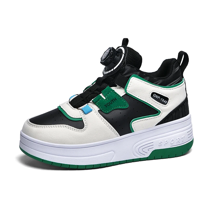 Детская кожаная обувь для прогулок детская спортивная с высокими роликами