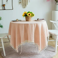 japanese striped tablecloth solid color round tablecloth table flag cotton linen home textile decoration square coffee table pad