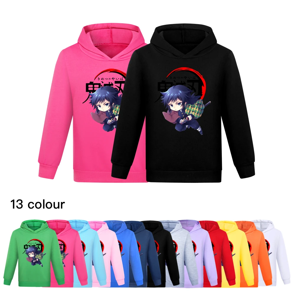 

Japanese Anime Demon Slayer Kimetsu No Yaiba Hoodies Baby Boy Girl Teen Kids Cartoon Blade Top Tee Clothing for Children T Shirt