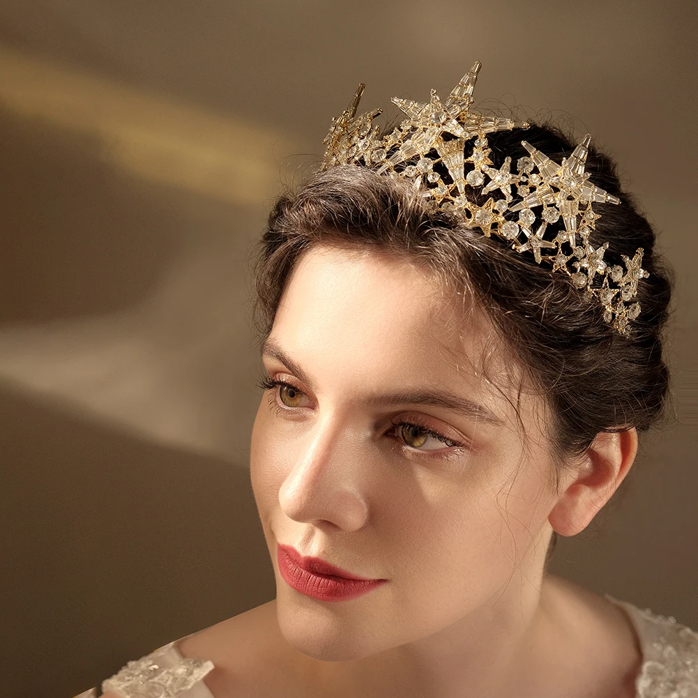 Efily Свадебная Хрустальная круглая корона роскошная диадема головной убор