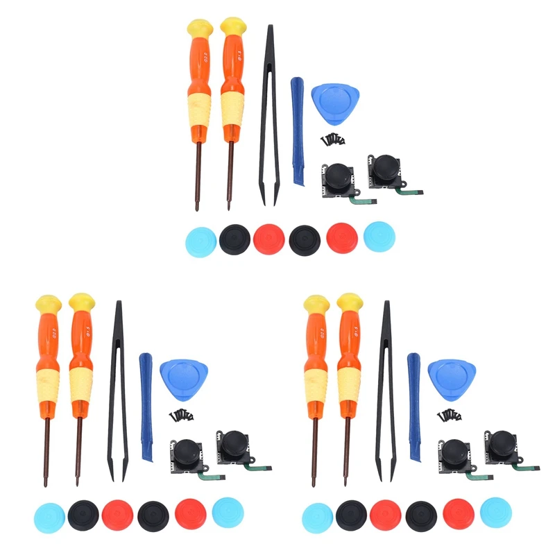 

3X Two Pack Analog 3D Joy Con Joystick Replacement For Nintendo Switch, Left Joycon Right Switch(19 In 1)