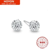 hoyon korean simple earrings s925 sterling silver synthetic cubic zirconium earrings female fashion popular ear bone earrings