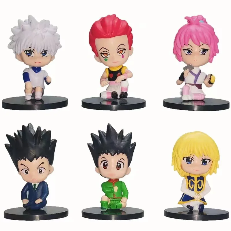 6 шт./компл. Hunter X японская аниме-фигурка ПВХ игрушки Kawaii Gon · freecss Killua Curarpikt Hyskoa Hisoka