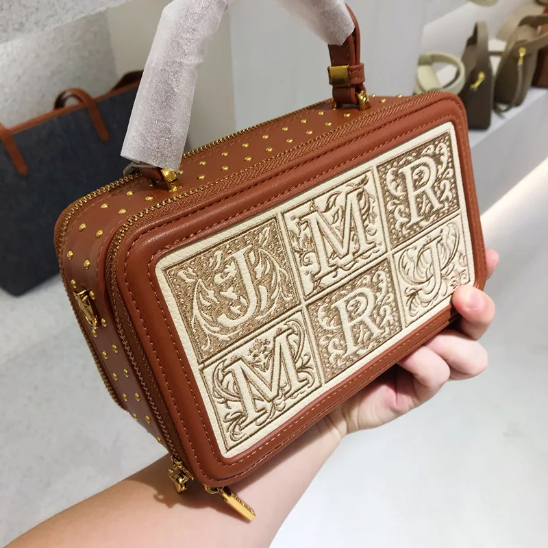 First Layer Cowhide Leather Box Bag For Women 2023 New Fashion Single Shoulder Messenger Bag Luxury Designer Purses And Handbags