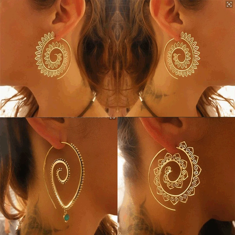 

Classic Yellow Gold Color Metal Hoop Earrings For Women Exaggerated Luxury Hollow Large Earring Statement Jewelry