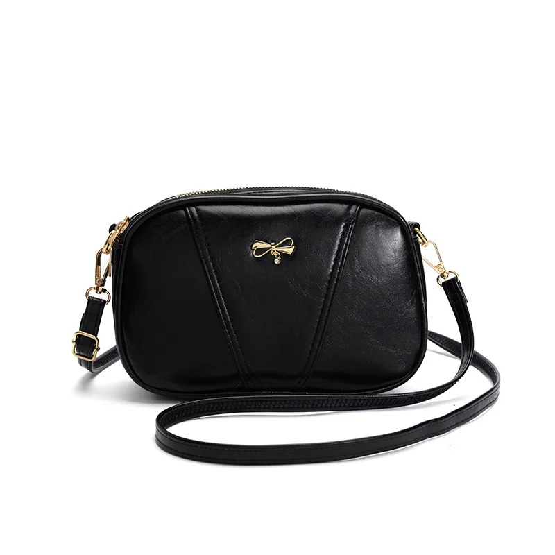 

Fashion Bow Shoulder Bag Women Small Handbags Excellent PU Leather Female Crossbody Bag Double Layers Zipper High Capacity Purse