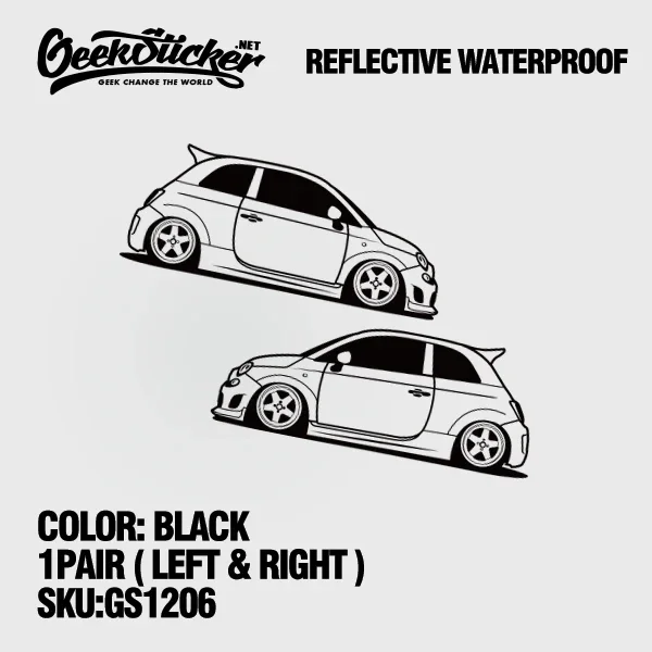 

2 шт. Fiat 500 Hellaflush JDM автомобильная наклейка водостойкая светоотражающая наклейка для Fiat 500c Abarth 595 695 автомобильные аксессуары черный/белый