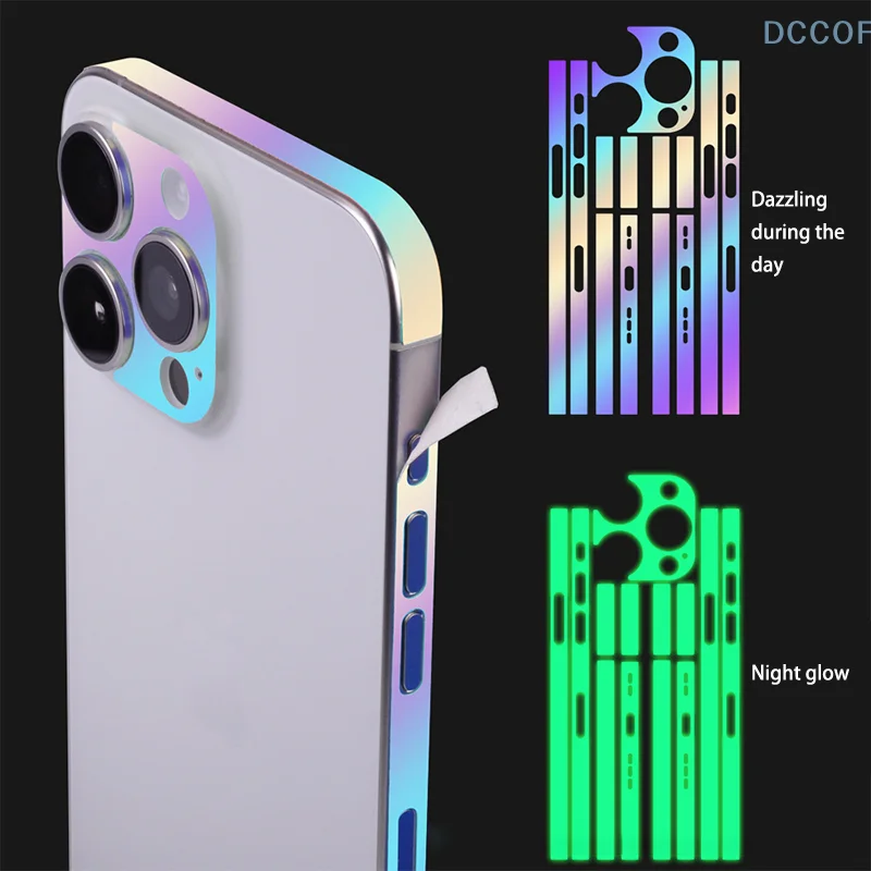 Светящаяся пленка с краями рамка телефона защитная наклейка для IPhone 15 14 13 12 Pro Max