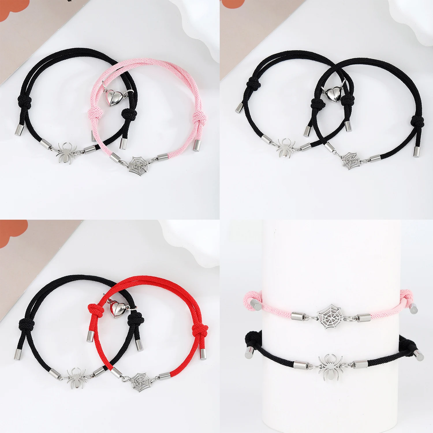 1 пара магнитных браслетов пауков для женщин и мужчин веревочный браслет дружбы