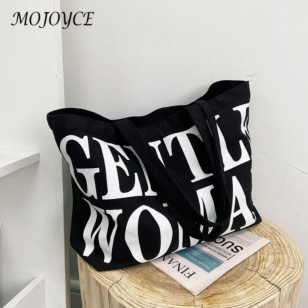 

Женская Холщовая Сумка с надписью, Повседневная винтажная Сумка-тоут в стиле Харадзюку, вместительная сумка на плечо для девушек, 2022