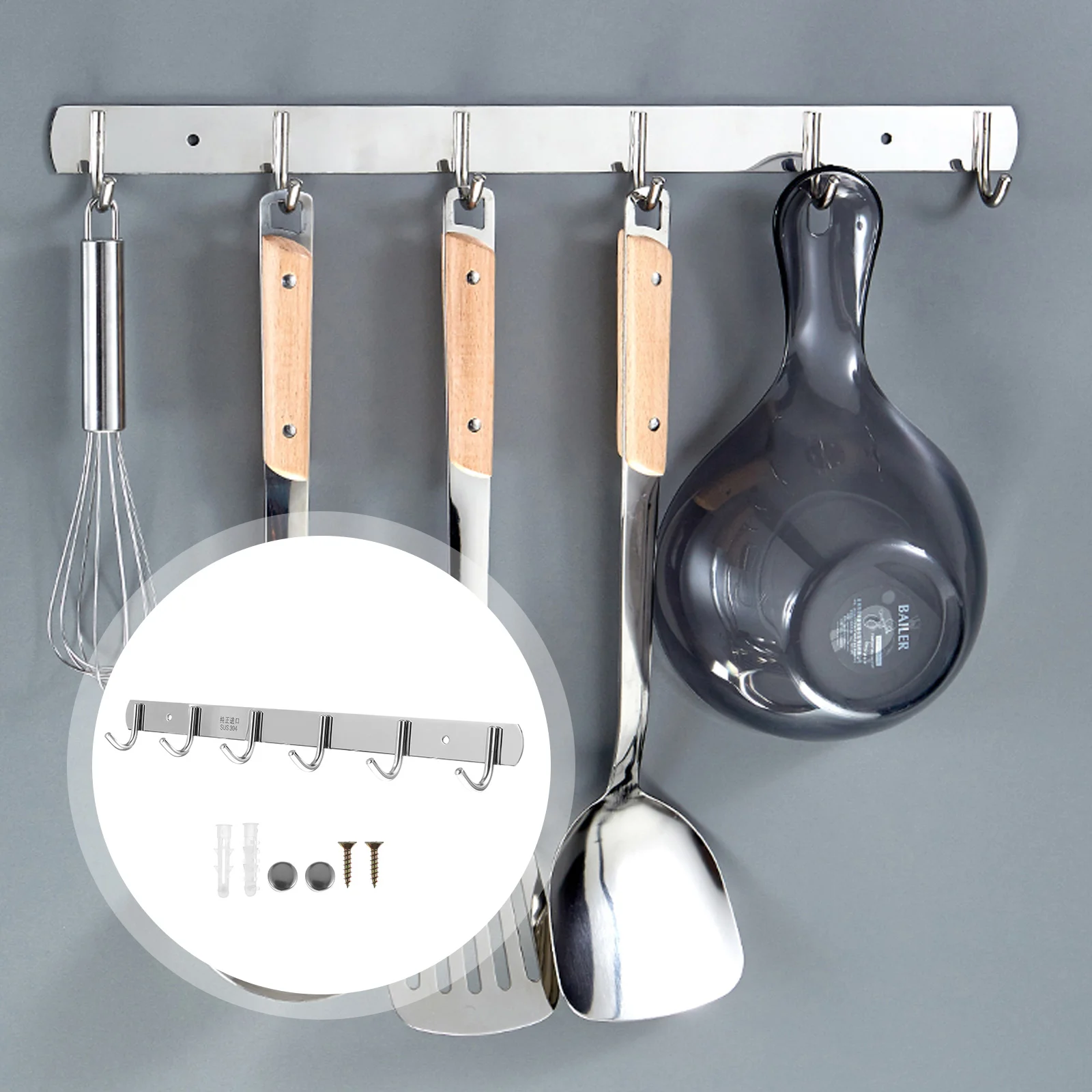 

Clothes Hook Hat Holder Stainless Steel 6-hook Hanger Bathroom Hangers Sundries