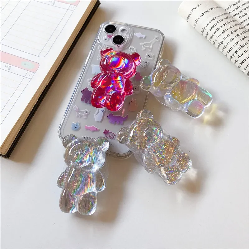 Складной держатель-подставка для телефона с 3D медведем