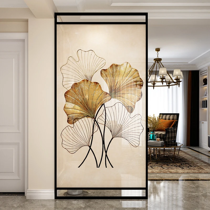 

Northern European Style Modern Entry Lux Style Partition Luminum Screen Living Room Entrance Jucai Stand Screen Ginkgo Leaf