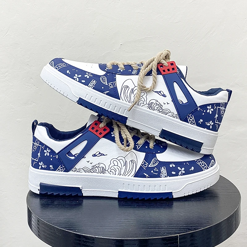 New Fashion Designer Shoes Men Casual Platform Sneakes Lace Up Trainers Student Sneakes Mens Vulcanized Shoes