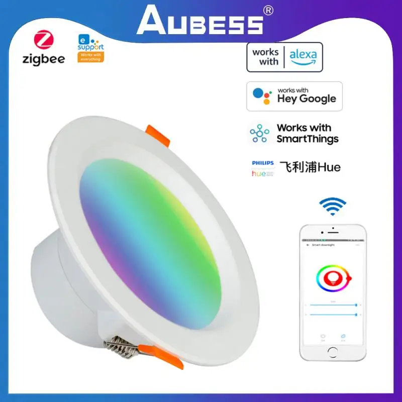

Aubess Tuya Smart EWeLink Zigbee 3.0 Smart Downlight RGBCW Led Recessed Ceiling Light Voice Control Work With Alexa Google Home