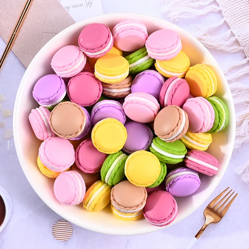 

10pcs New Mini Simulated Macaron Snack Cookie Resin Cute Funny Pendant DIY Patch fit Keychain Earrings Charm Crafts Making R89