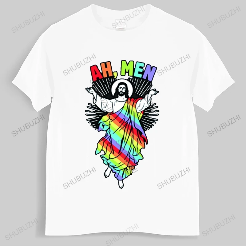 

Мужская забавная футболка Ач ЛГБТ, гей-Прайд с изображением Иисуса радуги флага Бога подарок футболка мужская хлопковая женская уличная одежда в стиле Харадзюку