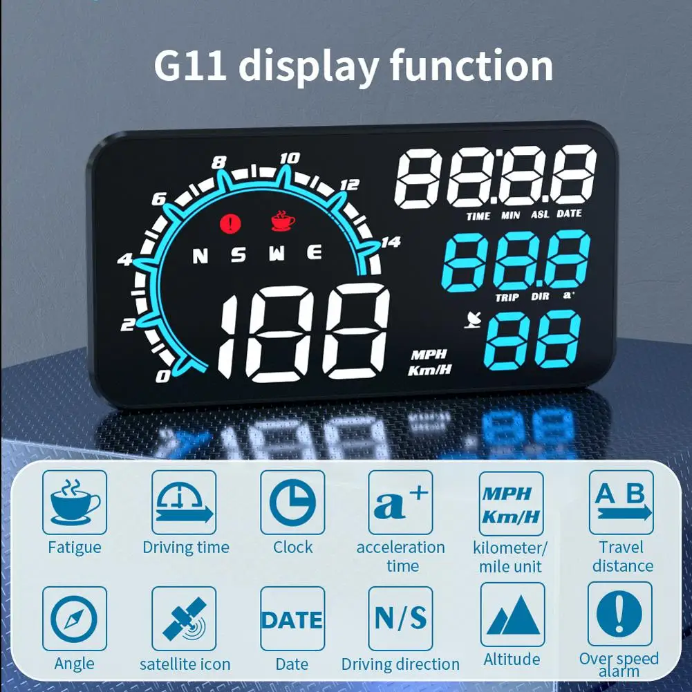 

Автомобильный проекционный дисплей HUD с большим экраном 5,5 дюйма, Универсальный USB GPS прибор скорости с сигнализацией превышения скорости
