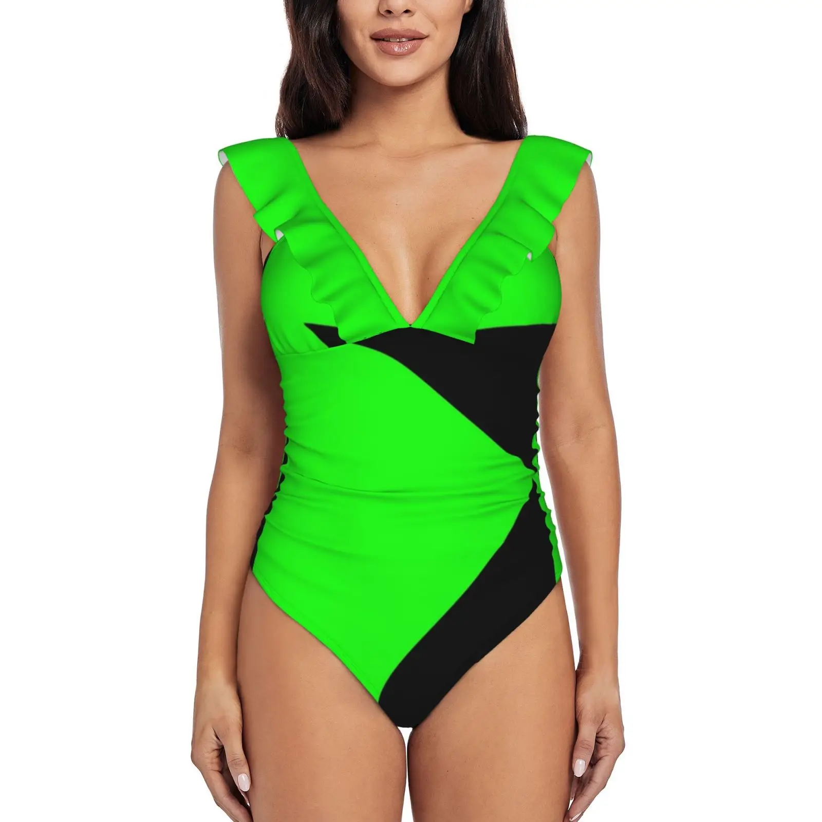 

Shego костюм на Хэллоуин Монокини Новый слитный купальник с оборками женский сексуальный купальник женский купальный костюм с принтом Shego на ...