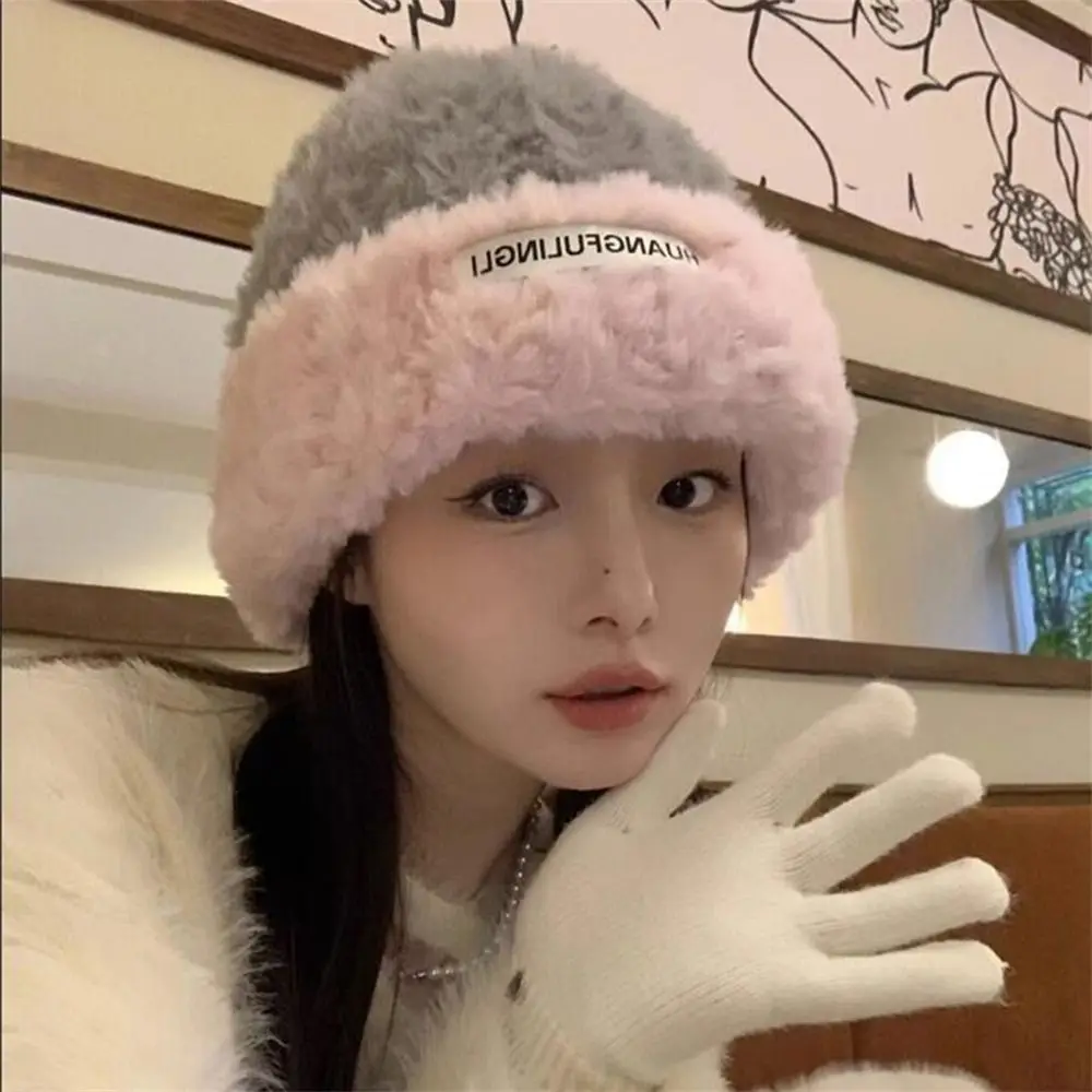 

Thickened Plush Hat Cute Winter Warm Skullcap Bonnet Caps Women Female