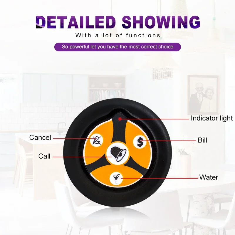 QWICALL 20 кнопочный 4 Часы Беспроводная система вызова кнопка передатчик