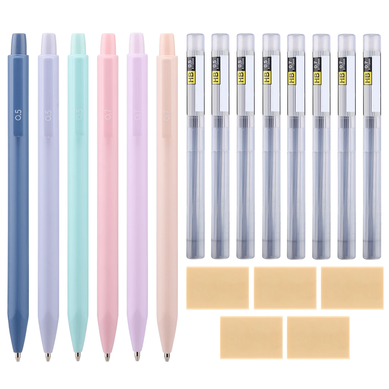 

19pcs Colored For Kids With Refills Erasers Drafting Drawing Mechanical Pencil Set Writing Gift Propelling 0.5mm 0.7mm HB Cute