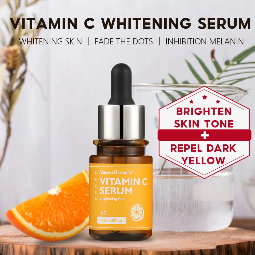 

30ml Vitamin C Facial Serum Whitening Moisturizing Improve Roughness Lighten Spots Hyaluronic Acid Brighten Facial Essence Care