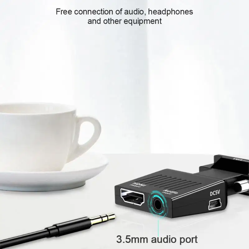 Переходник с VGA на HDMI совместимый адаптер 1080P HDMI-совместимый для ПК ноутбука HDTV
