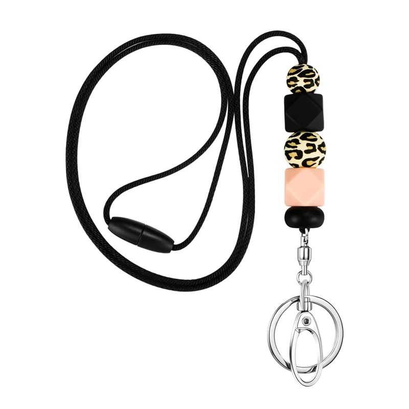 

LJL-Teacher Lanyards For ID Badges For Teens Silicone Beaded Lanyards For Keys For Women Nurse Office Worker