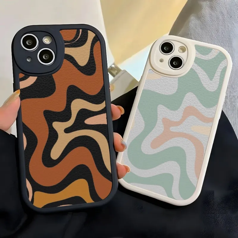 

Liquid Swirl Phone Case For Iphone 14 Pro Max 13 12 11 Mini X Xr Xs 8 7 Puls Lambskin Silicone Cover