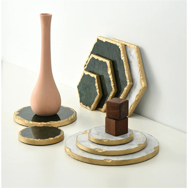 

Modern Natural Marble Golden Stroke Trays Decorative Jewelry Cosmetic Storage Tray Wedding Decoration Cake Dessert Plate