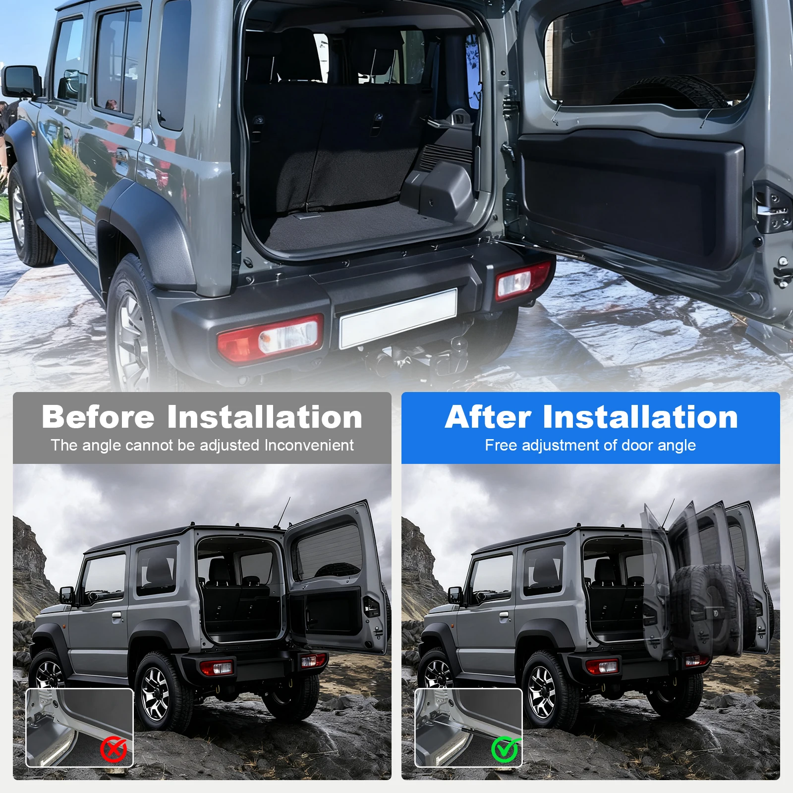 Для Suzuki Jimny JB64 JB74 подъемная пружина задней двери Jimny JB74 JB64 2019-2025 телескопическая штанга с поддержкой 10-90 °   Стоп-угол (art.: 3920d366bdb86) - 3920d366bdb86