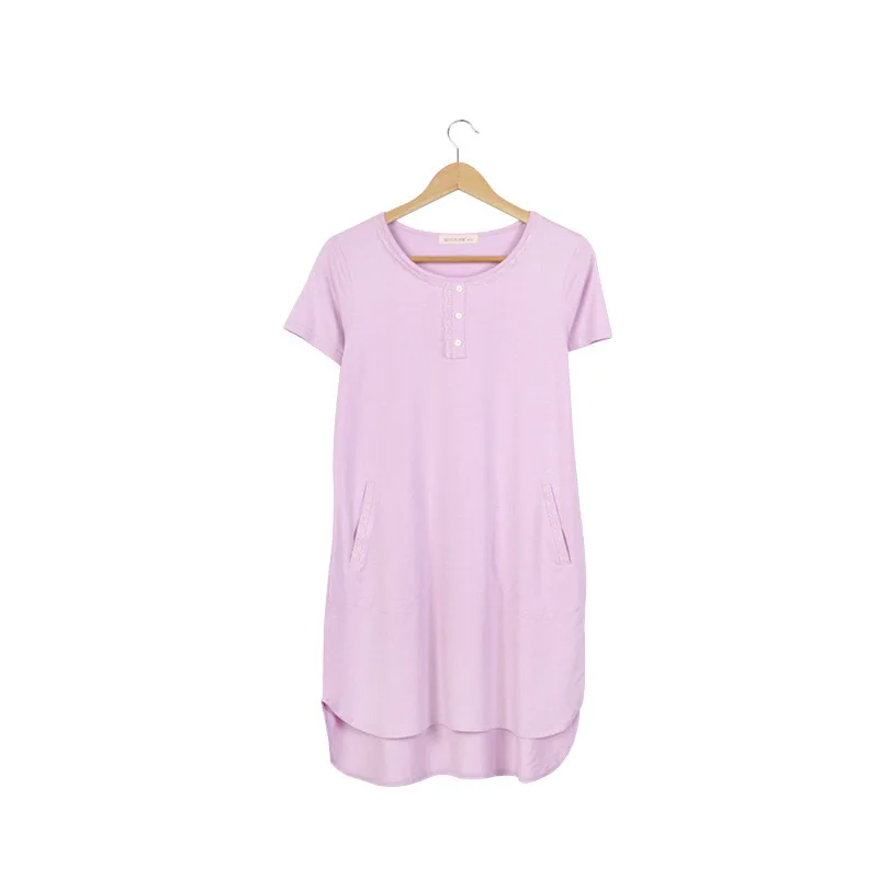 

New Summer Pajamas Women's Nightdress Crew Neck Short-sleeved Loose Casual Simple Women's Solid Color Pajamas Casual Home Wear