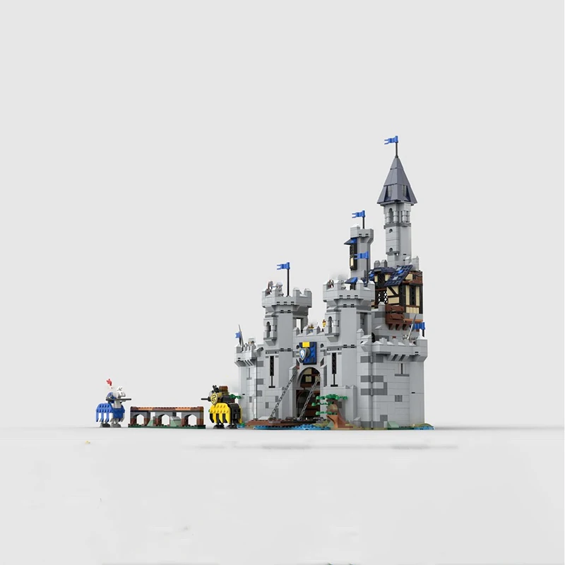 Фото 2302 шт. MOC, средневековая лошадь, рыцарь, лошадь, король, замок, модель здания, сделай сам, сборка, строительный блок, игрушка, детский подарок на день рождения №4